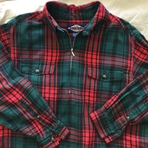 Ruff Hewn Plaid Quarter Zip Cotton Shirt Size L